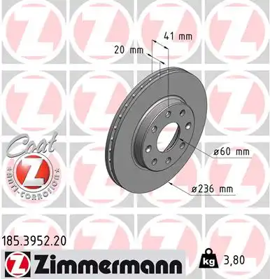 Тормозные диски ZIMMERMANN 185.3952.20