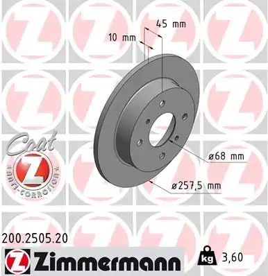 Тормозные диски ZIMMERMANN 200.2505.20