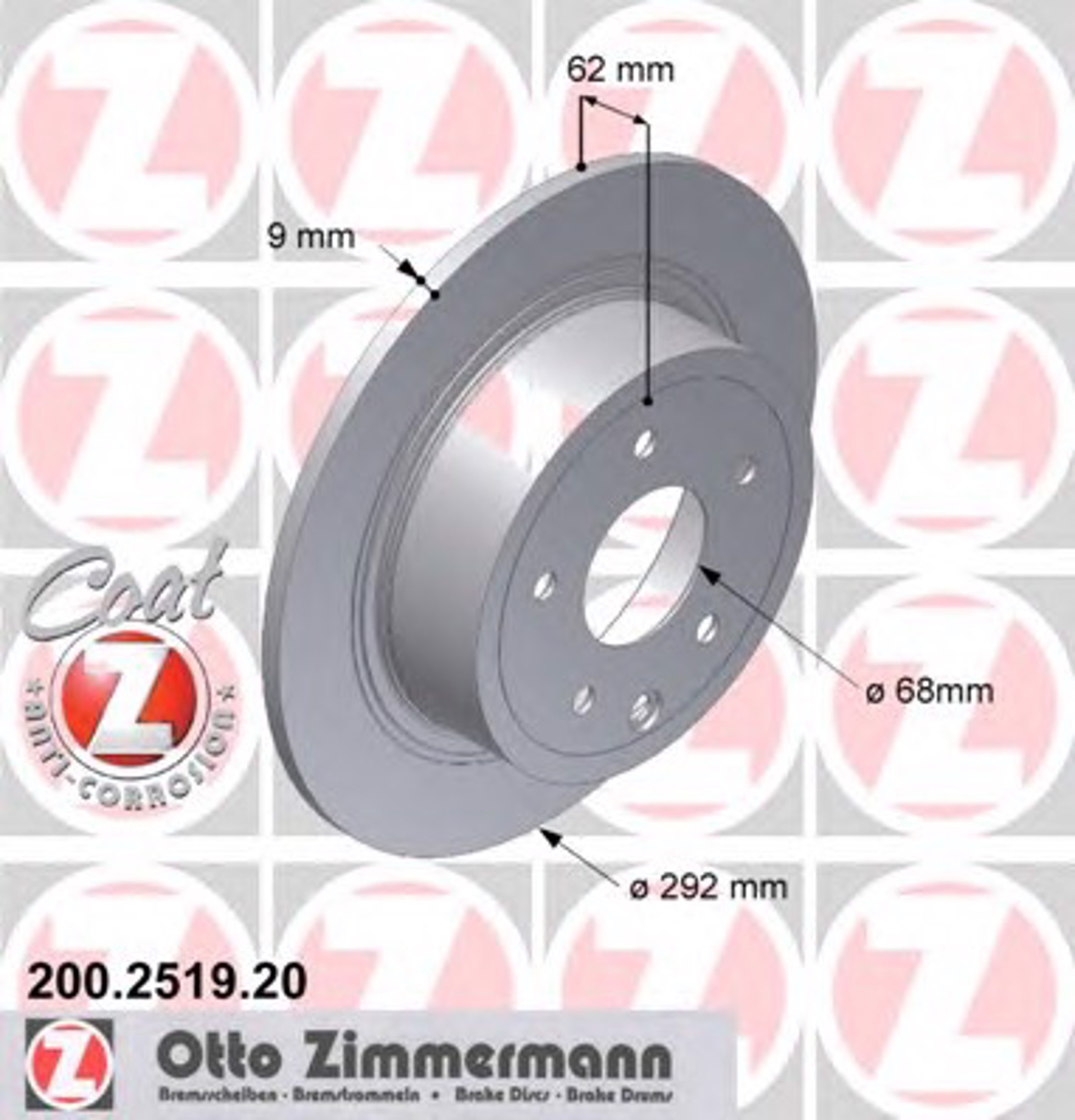 Тормозные диски ZIMMERMANN 200.2519.20