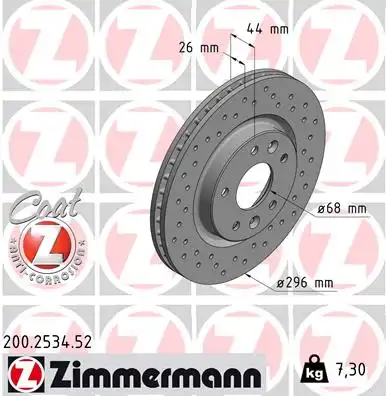 Тормозные диски ZIMMERMANN 200.2534.52