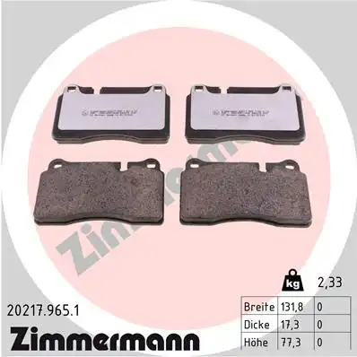 Тормозные колодки дисковые ZIMMERMANN 20217.965.1