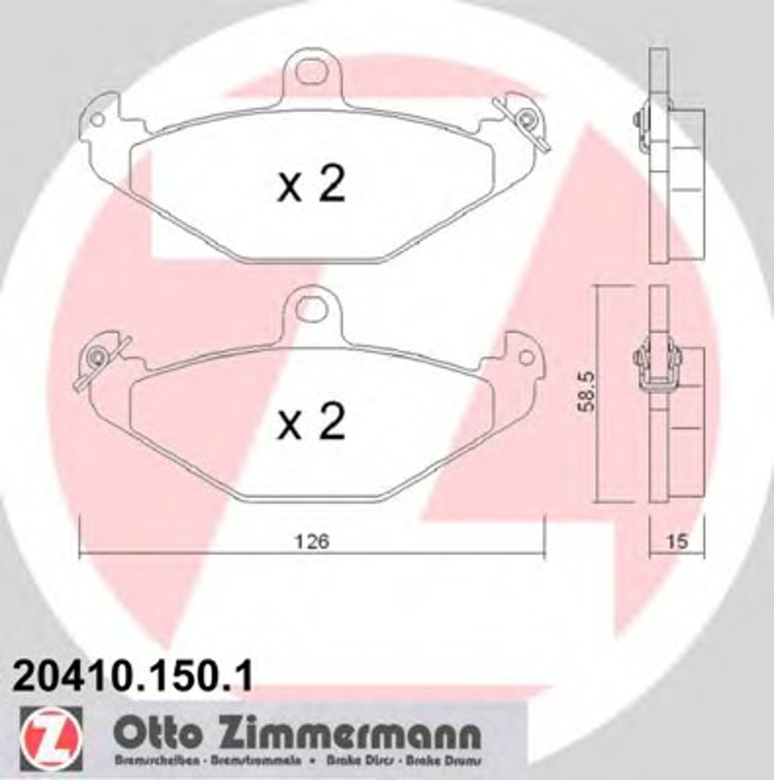 Колодки торм зад. диск. ren espace 97-) ZIMMERMANN 20410.150.1