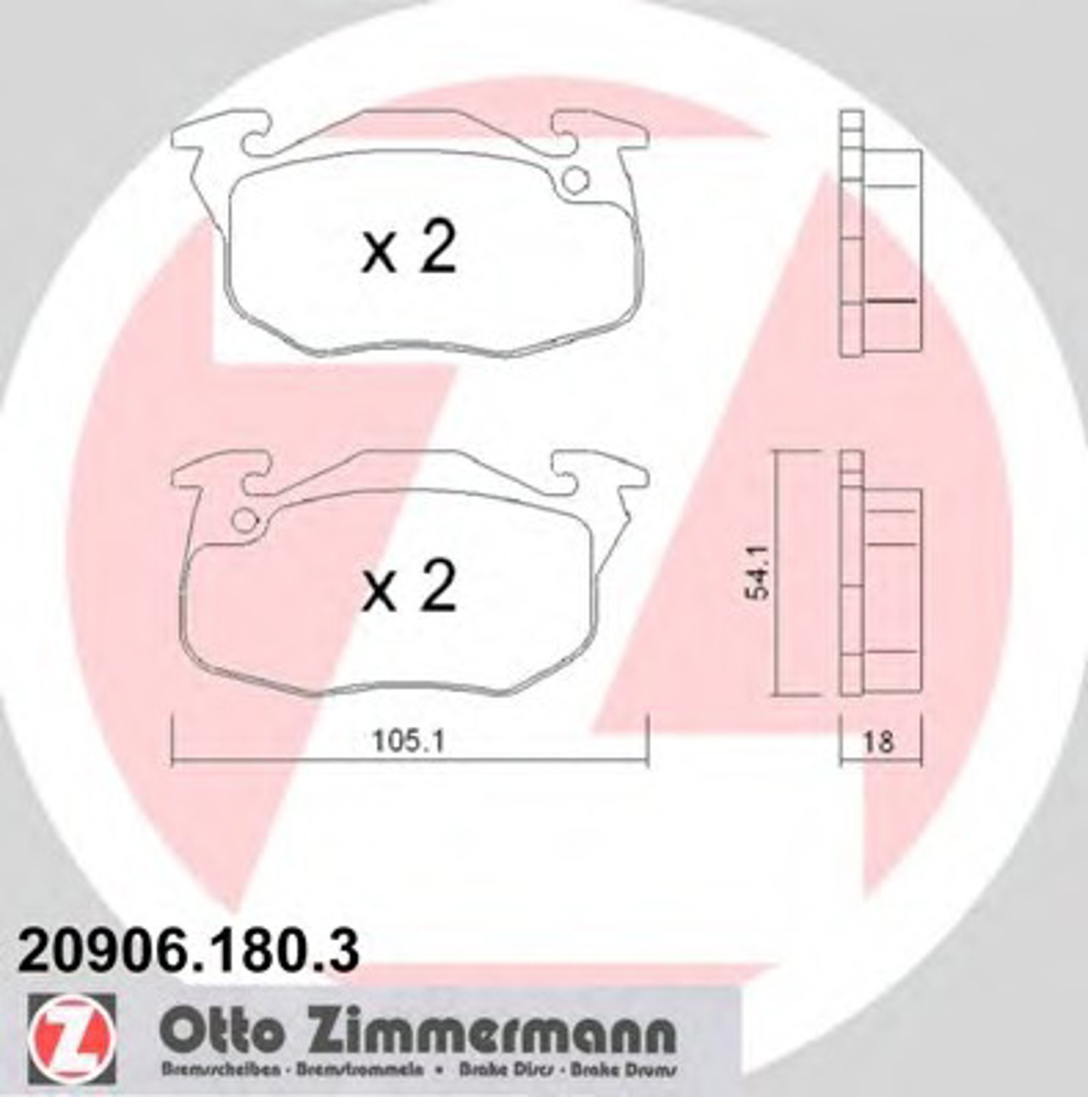 Колодки торм пер. pgt 106 (96-)/citr ZIMMERMANN 20906.180.3