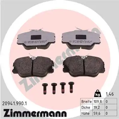 Тормозные колодки дисковые ZIMMERMANN 20941.990.1