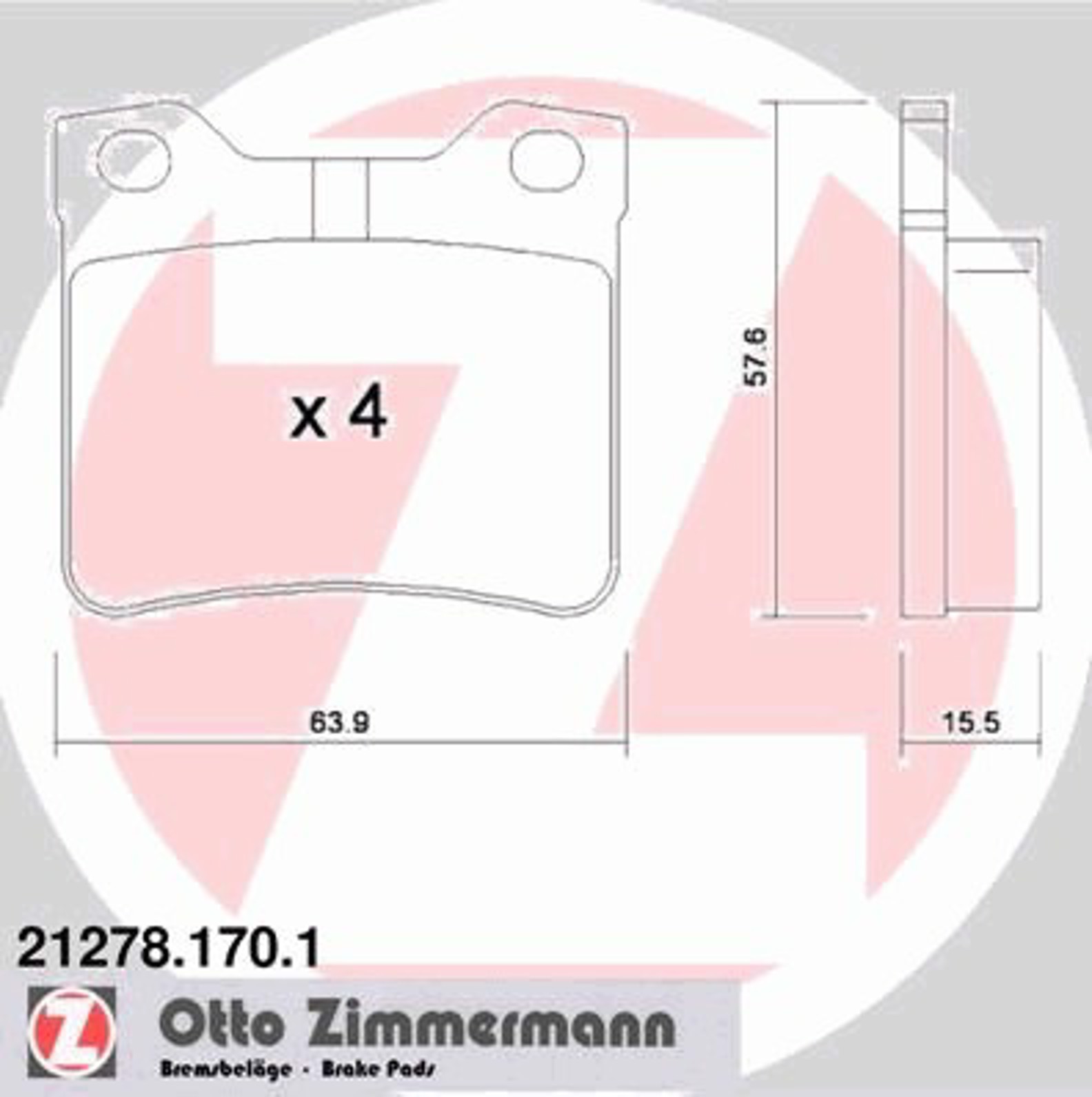 Тормозные колодки ZIMMERMANN 21278.170.1
