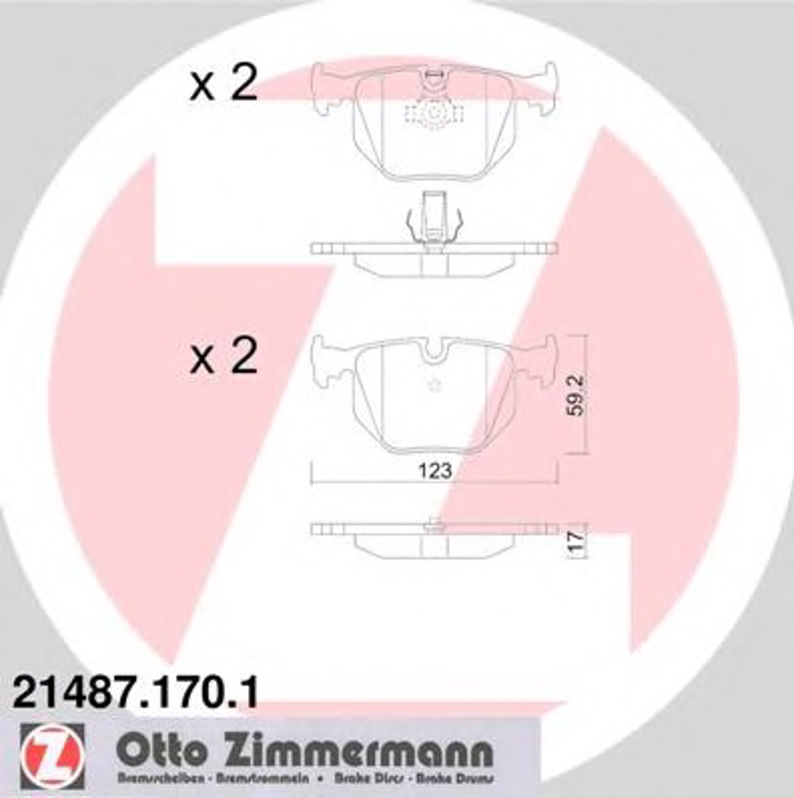 Тормозные колодки ZIMMERMANN 21487.170.1