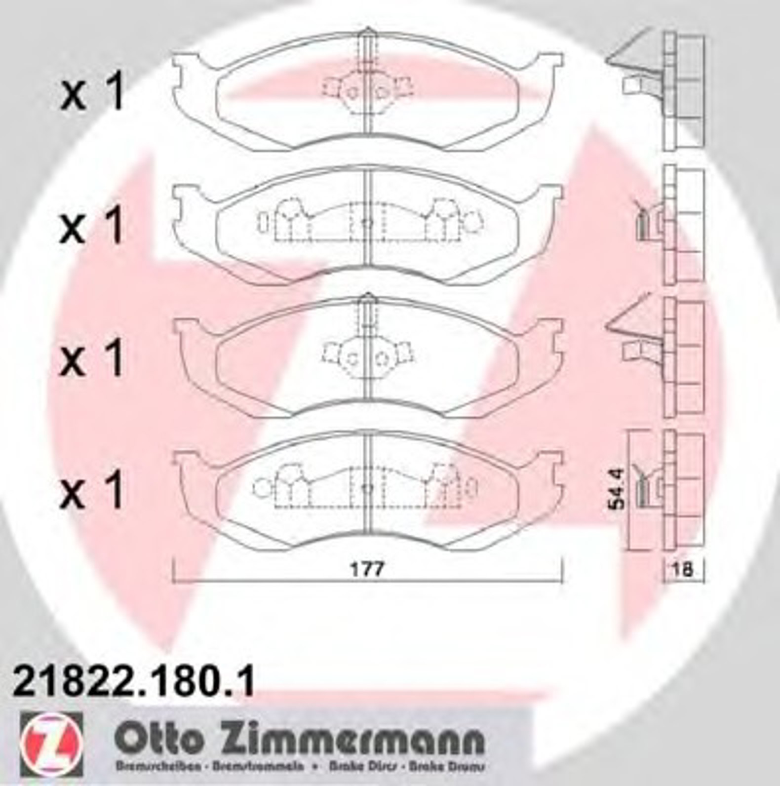 Колодки торм. диск. передн jeep cherokee 84-/grand cherokee i 91-99/wrangler i 86-96/wran ZIMMERMANN 21822.180.1