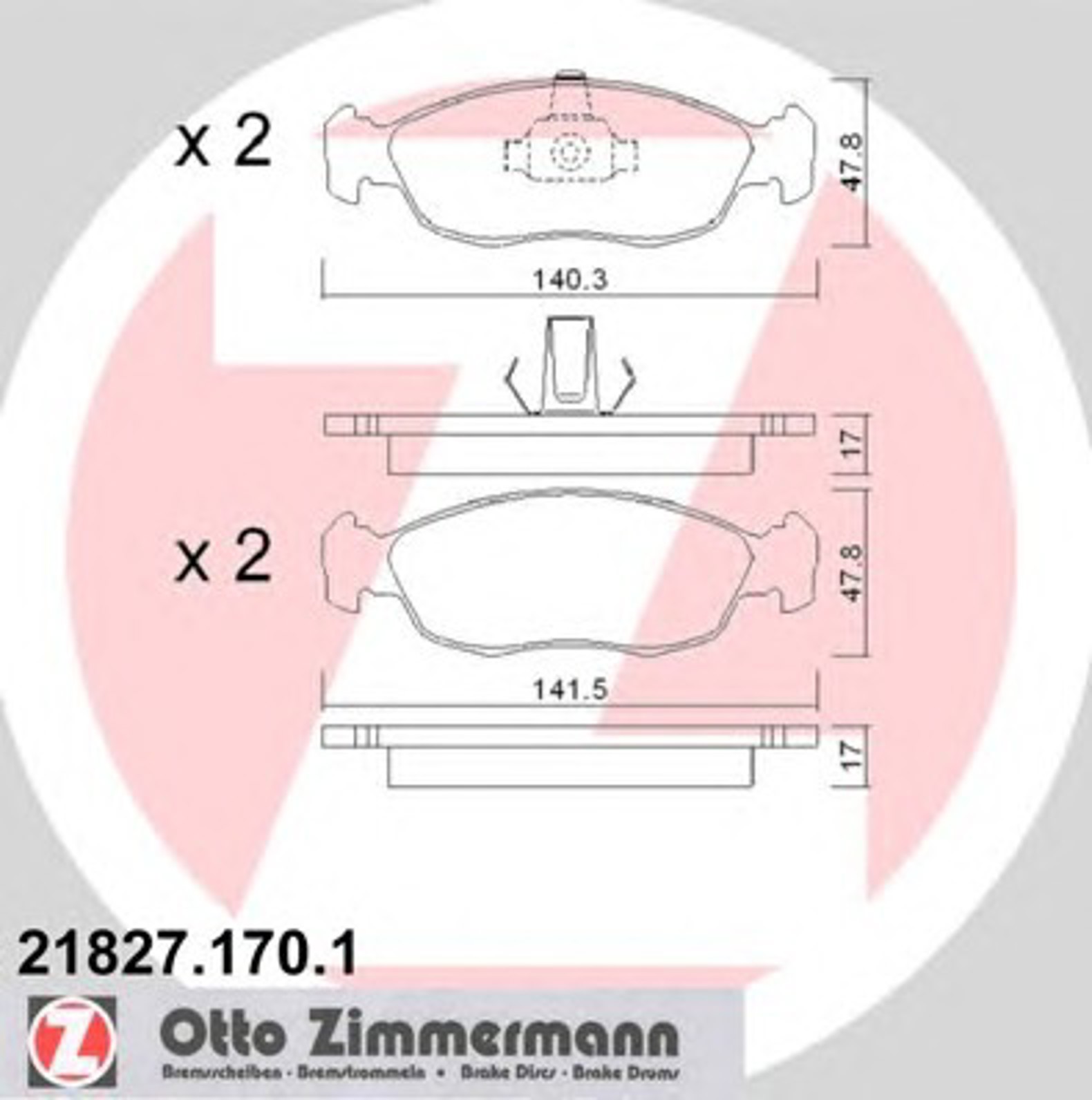 Колодки торм пер. pgt 106 (96-)/306 (93-97) ZIMMERMANN 21827.170.1