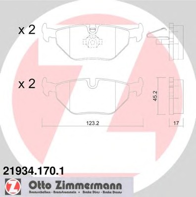 Комплект тормозных колодок дискового тормоза ZIMMERMANN 21934.170.1
