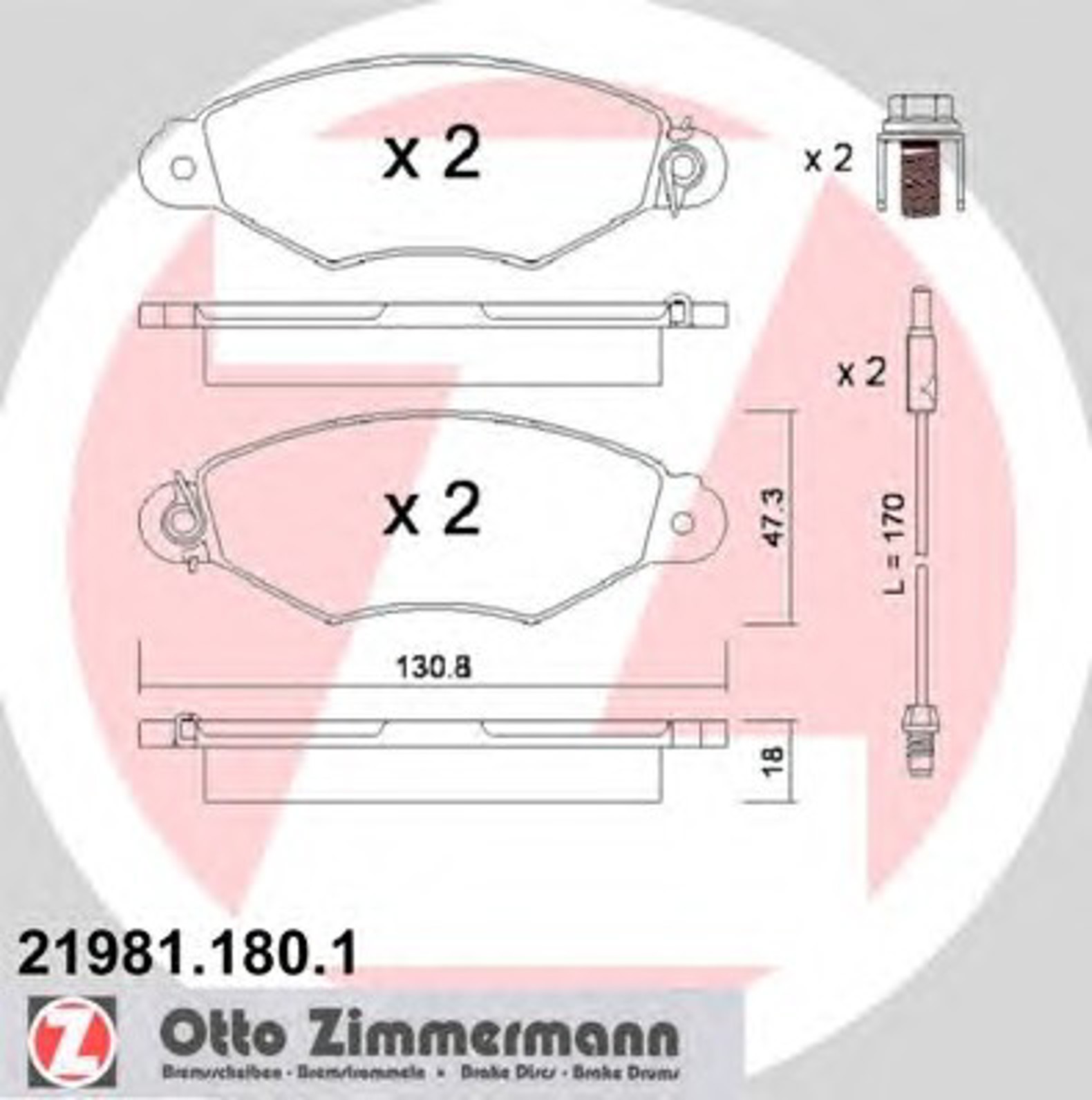 Колодки торм пер. renault kangoo 1.2i-1.9d/tdi 99-01 ZIMMERMANN 21981.180.1