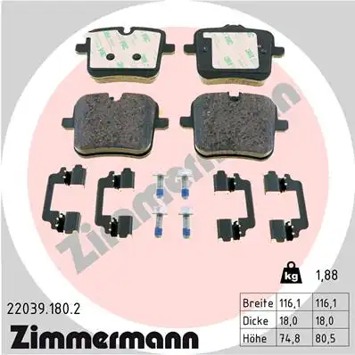 Тормозные колодки дисковые ZIMMERMANN 22039.180.2