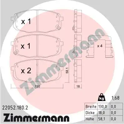 Тормозные колодки дисковые ZIMMERMANN 22052.180.2