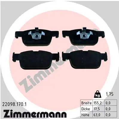 22098.170.1 колодки дисковые передние сeramic ZIMMERMANN 22098.170.1