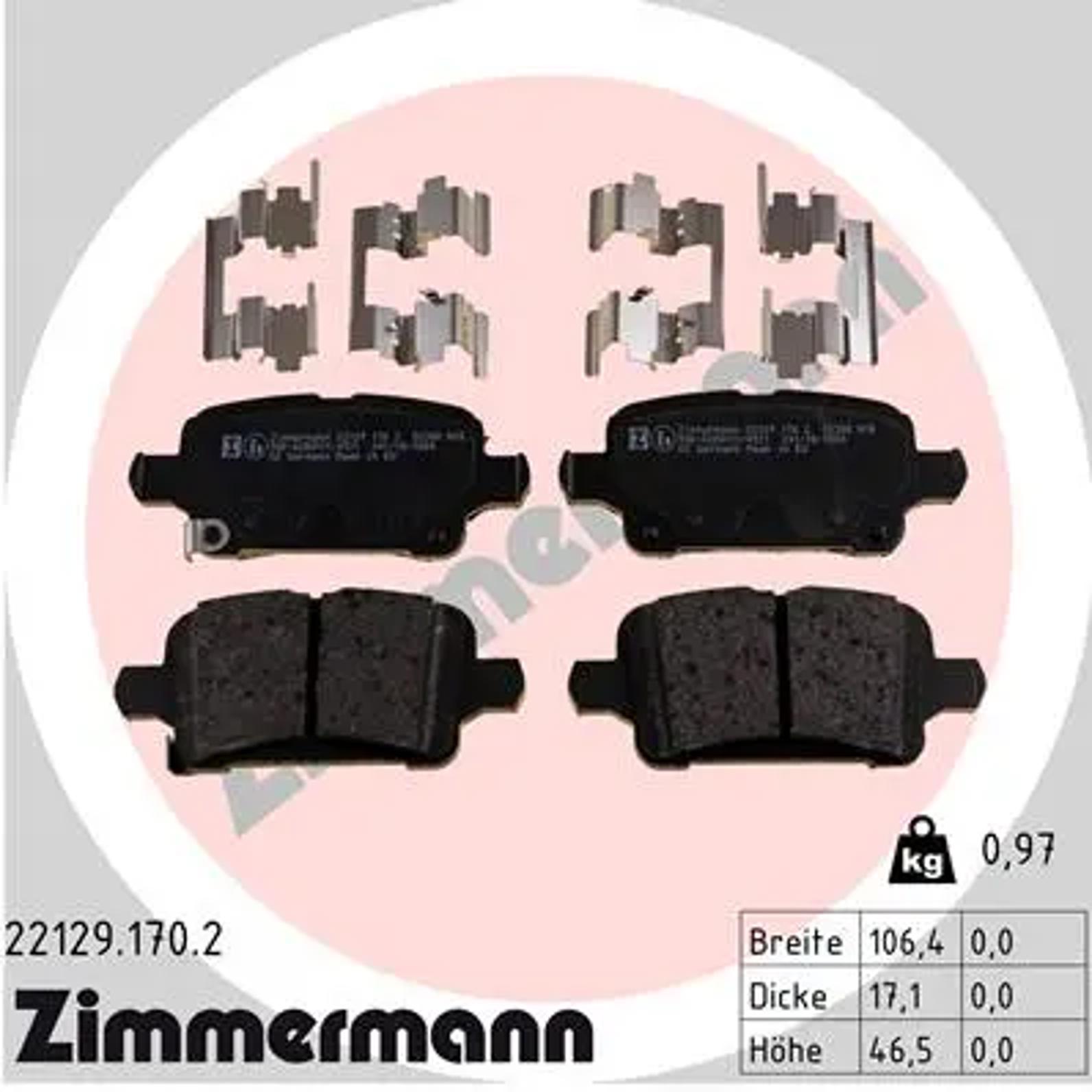 Колодки тормозные дисковые ZIMMERMANN 22129.170.2