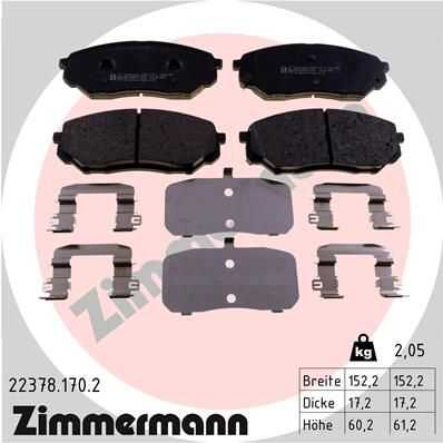 Комплект тормозных колодок дискового тормоза ZIMMERMANN 22378.170.2