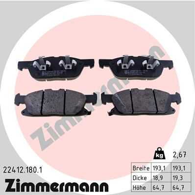 Комплект тормозных колодок дискового тормоза ZIMMERMANN 22412.180.1