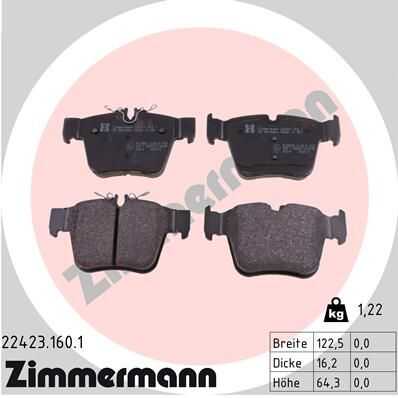 Klocki hamulc. mercedes x253 glc 15- tyl ZIMMERMANN 22423.160.1