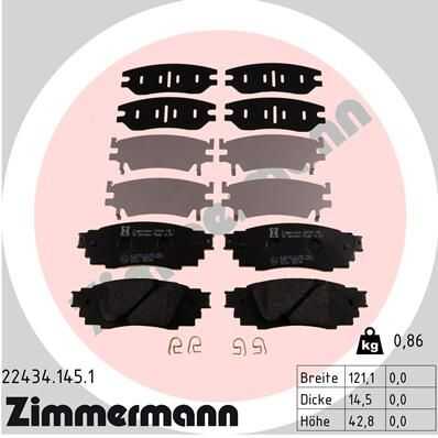 Комплект тормозных колодок дискового тормоза ZIMMERMANN 22434.145.1