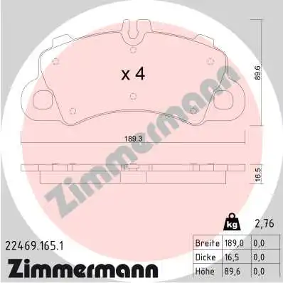 Тормозные колодки дисковые ZIMMERMANN 22469.165.1