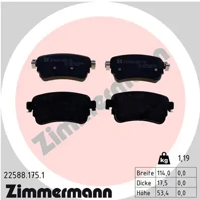 22588.175.1 колодки диск. задние ZIMMERMANN 22588.175.1