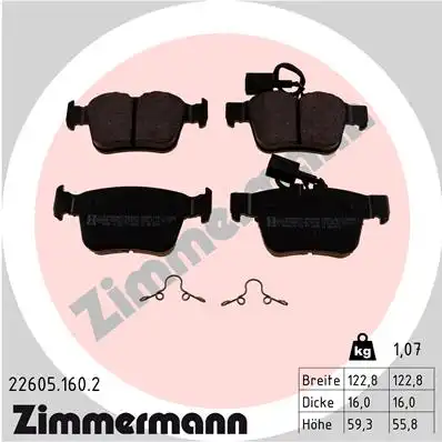 Колодки тормозные дисковые комплект ZIMMERMANN 22605.160.2