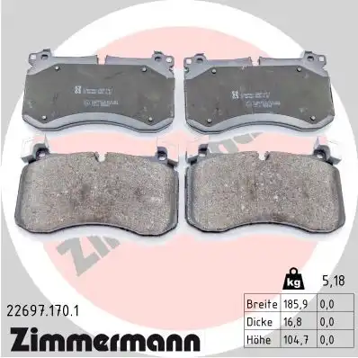 Комплект тормозных колодок дисковый тормоз mercedes-benz g-class (w463) g-klasse 03.2018 ZIMMERMANN 22697.170.1