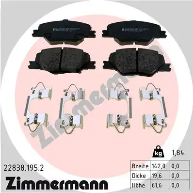 Тормозные колодки дисковые ZIMMERMANN 22838.195.2