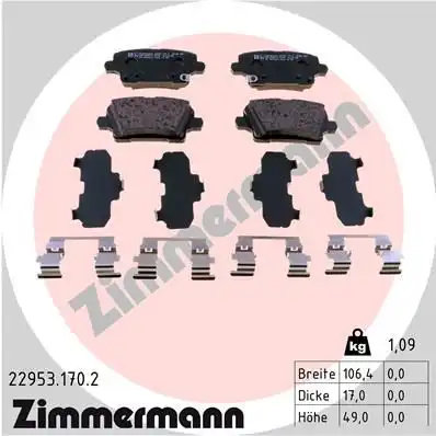 Тормозные колодки дисковые ZIMMERMANN 22953.170.2
