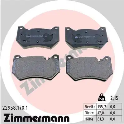 22958.170.1 тормозные колодки sbb audi ZIMMERMANN 22958.170.1