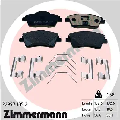 Тормозные колодки дисковые ZIMMERMANN 22997.185.2