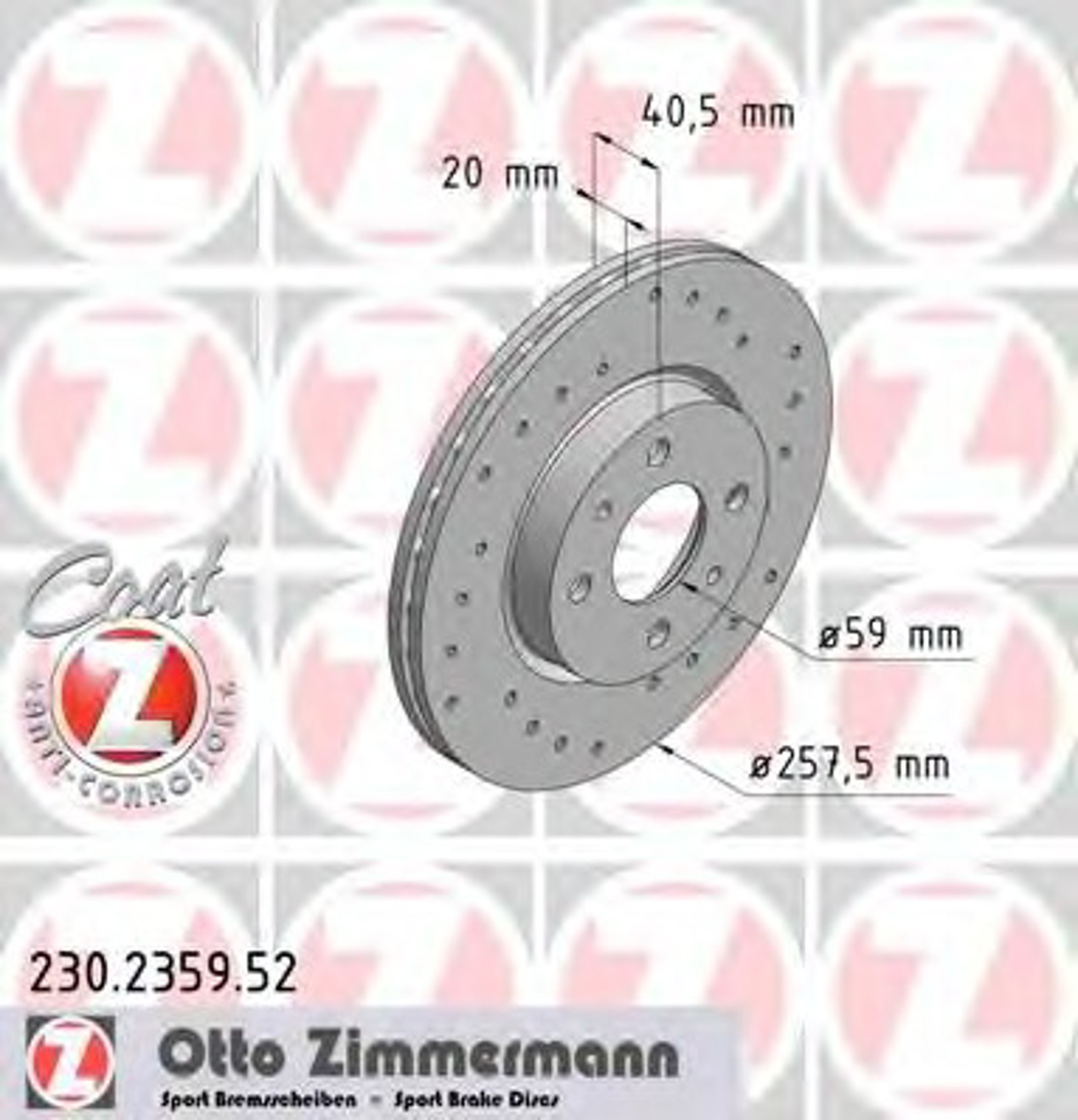 Диск тормозной ZIMMERMANN 230.2359.52
