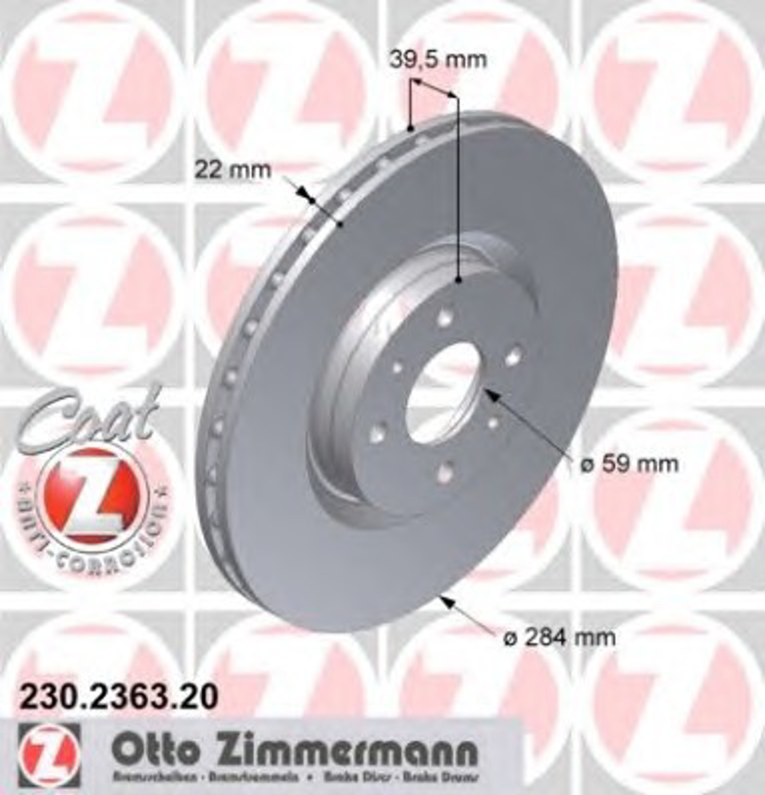 Диск тормозной ZIMMERMANN 230.2363.20