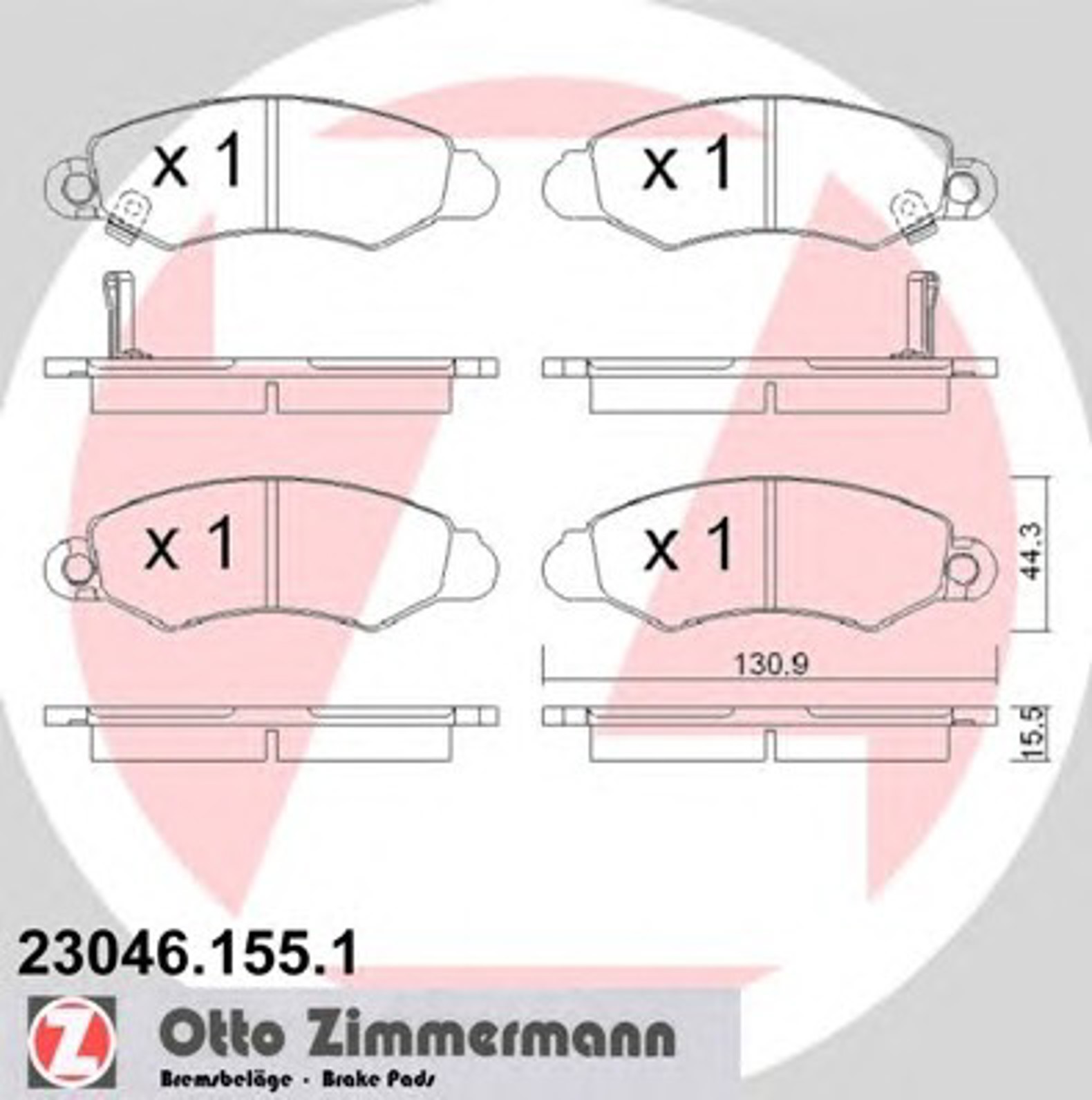 Колодки торм sbb sub justy -03/suzuki swift 1.0/1.3 91-01 передн ZIMMERMANN 23046.155.1