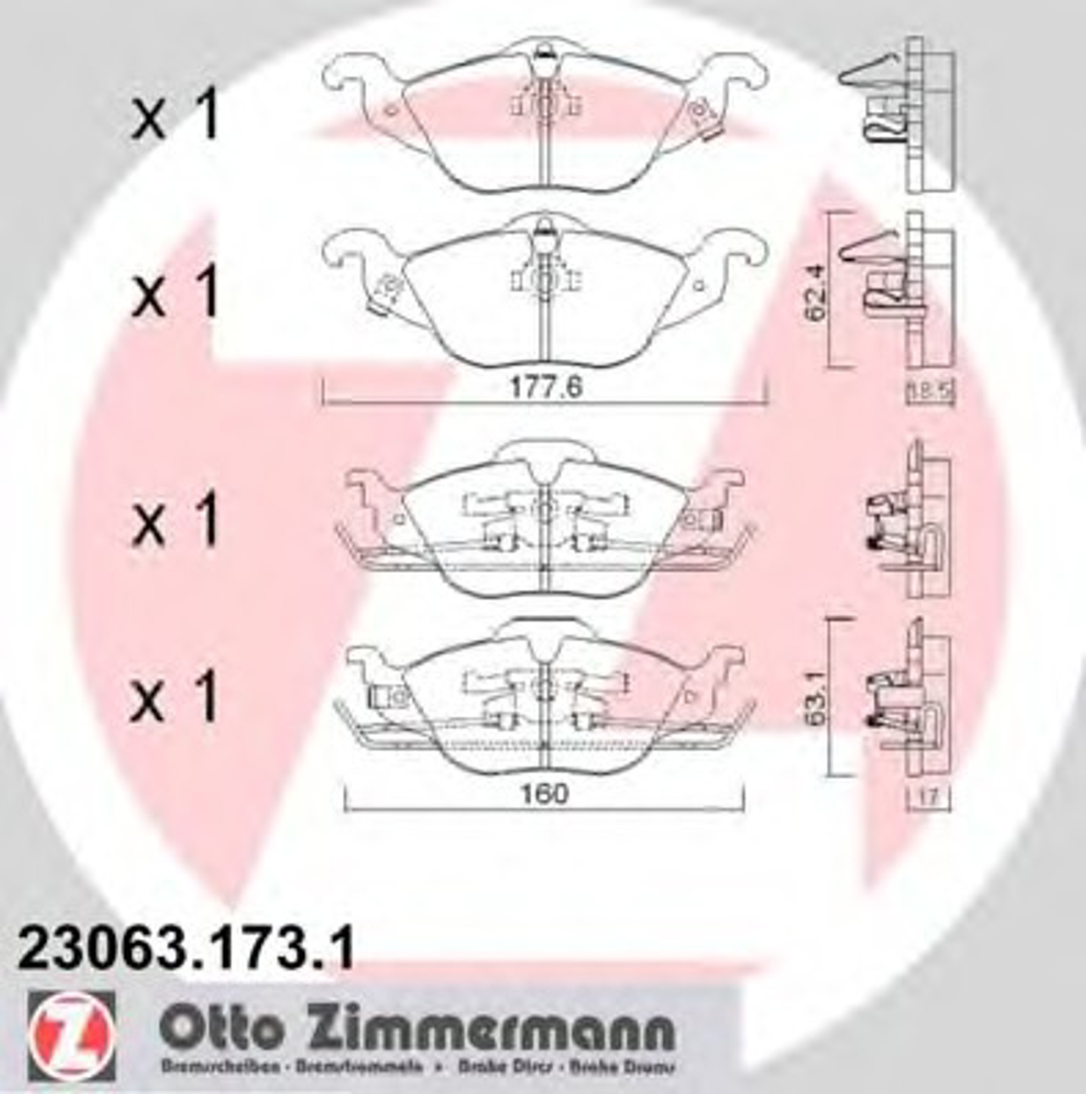 Колодки тормозные дисковые ZIMMERMANN 23063.173.1
