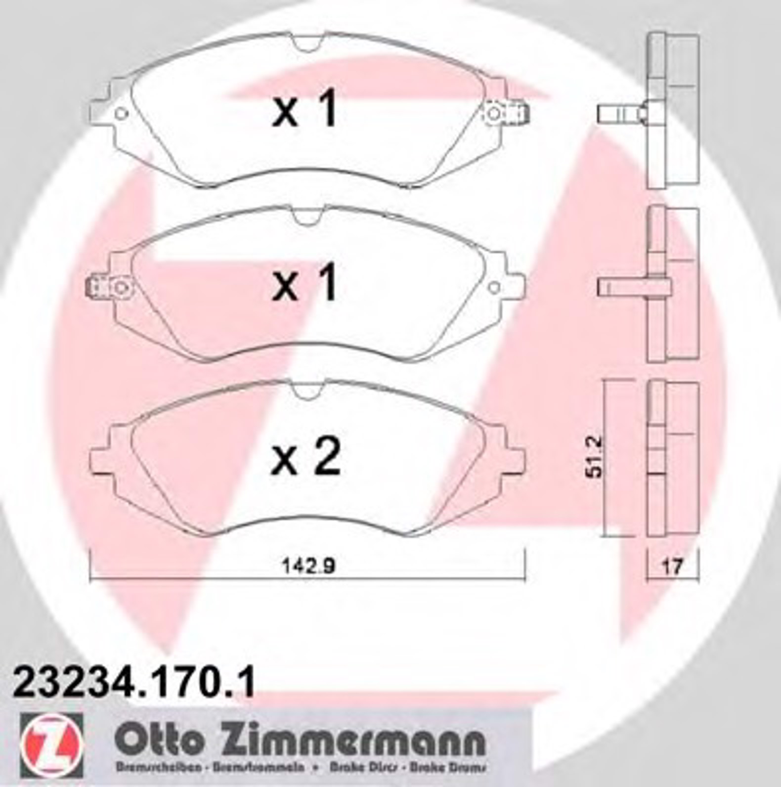 Тормозные колодки ZIMMERMANN 23234.170.1