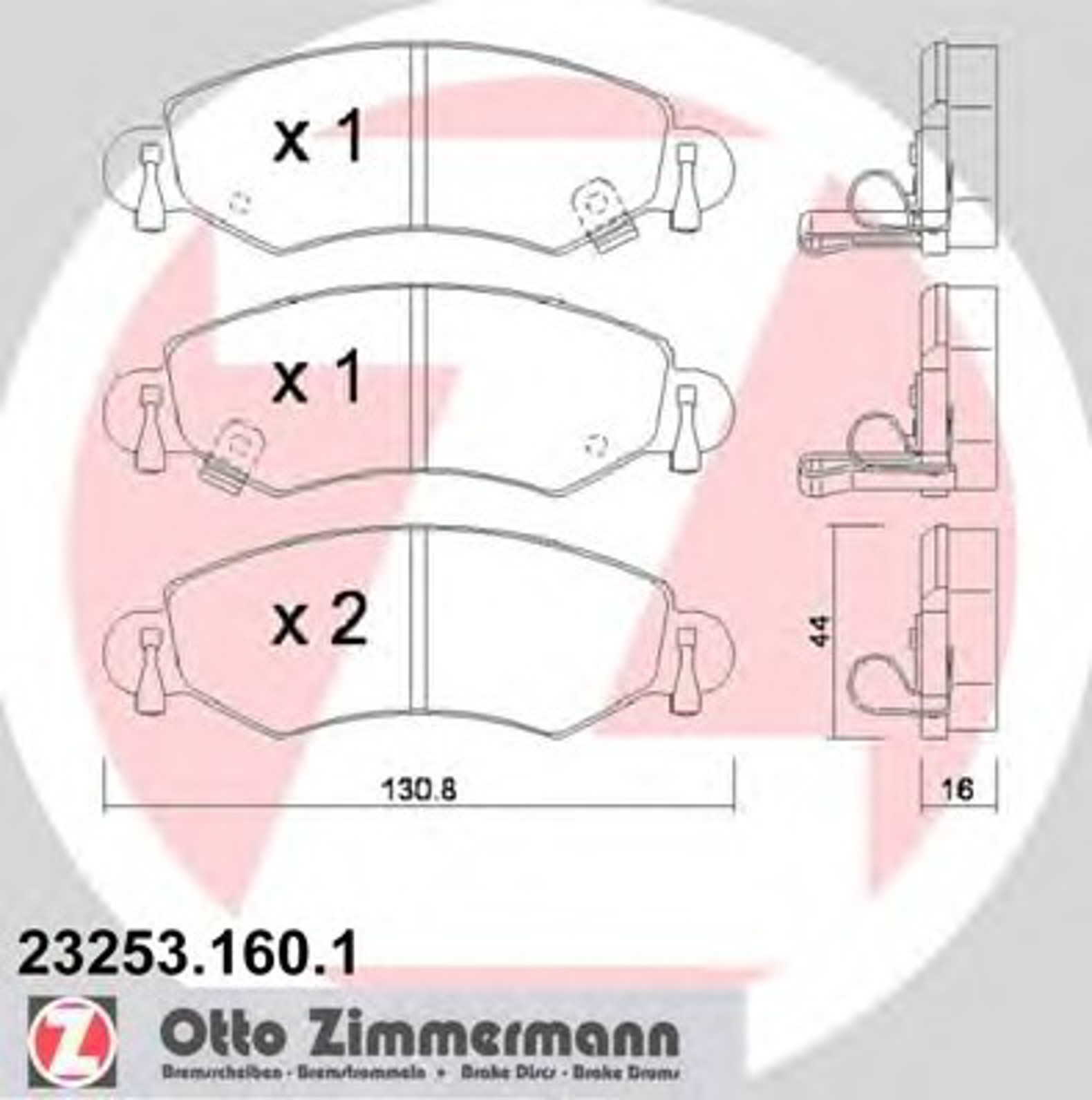 Колодки торм пер. suzuki wagon r+ 1.3i 4wd 00/opel agila 1.0i-1.2i 00 ZIMMERMANN 23253.160.1