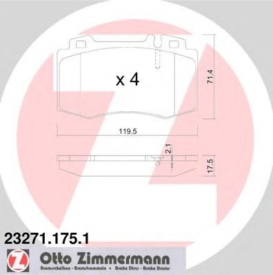 Комплект тормозных колодок дискового тормоза ZIMMERMANN 23271.175.1