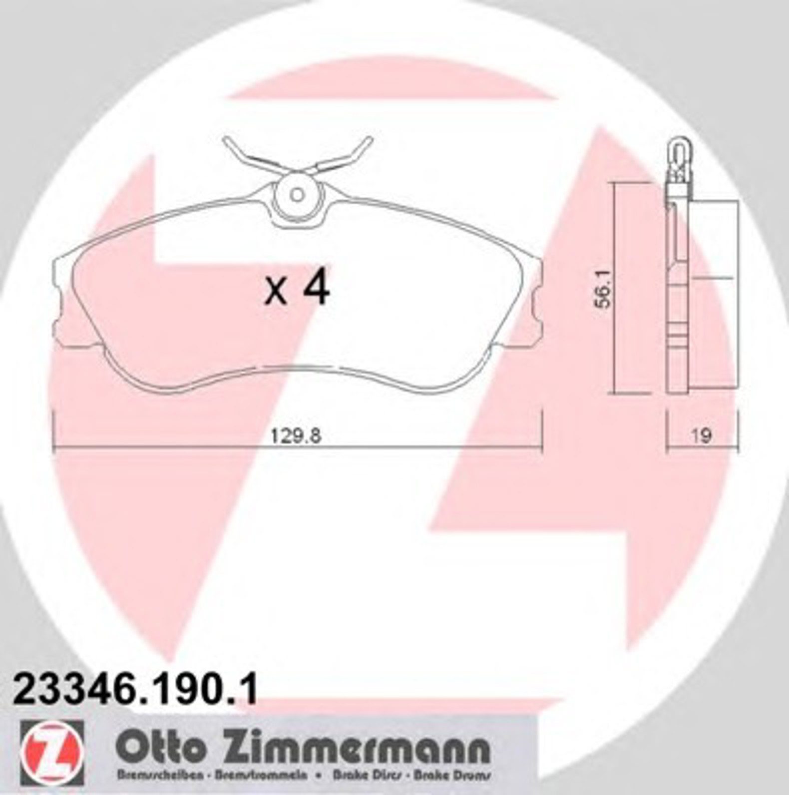 Колодки торм peugeot partner 96-/citroen berlingo/xsara picasso перед. к-кт ZIMMERMANN 23346.190.1
