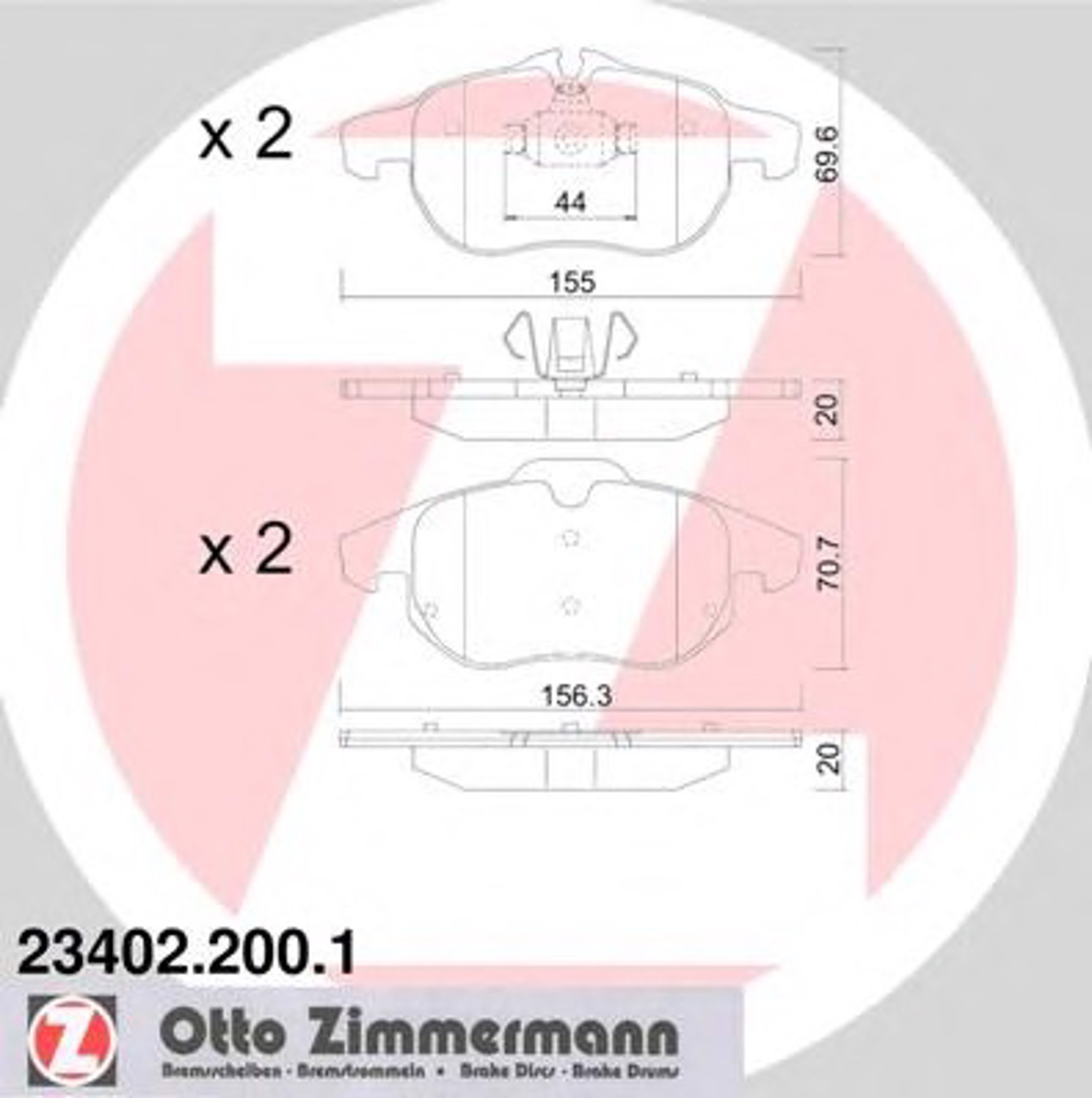 Тормозные колодки ZIMMERMANN 23402.200.1