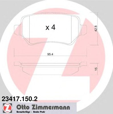 Комплект тормозных колодок дискового тормоза ZIMMERMANN 23417.150.2