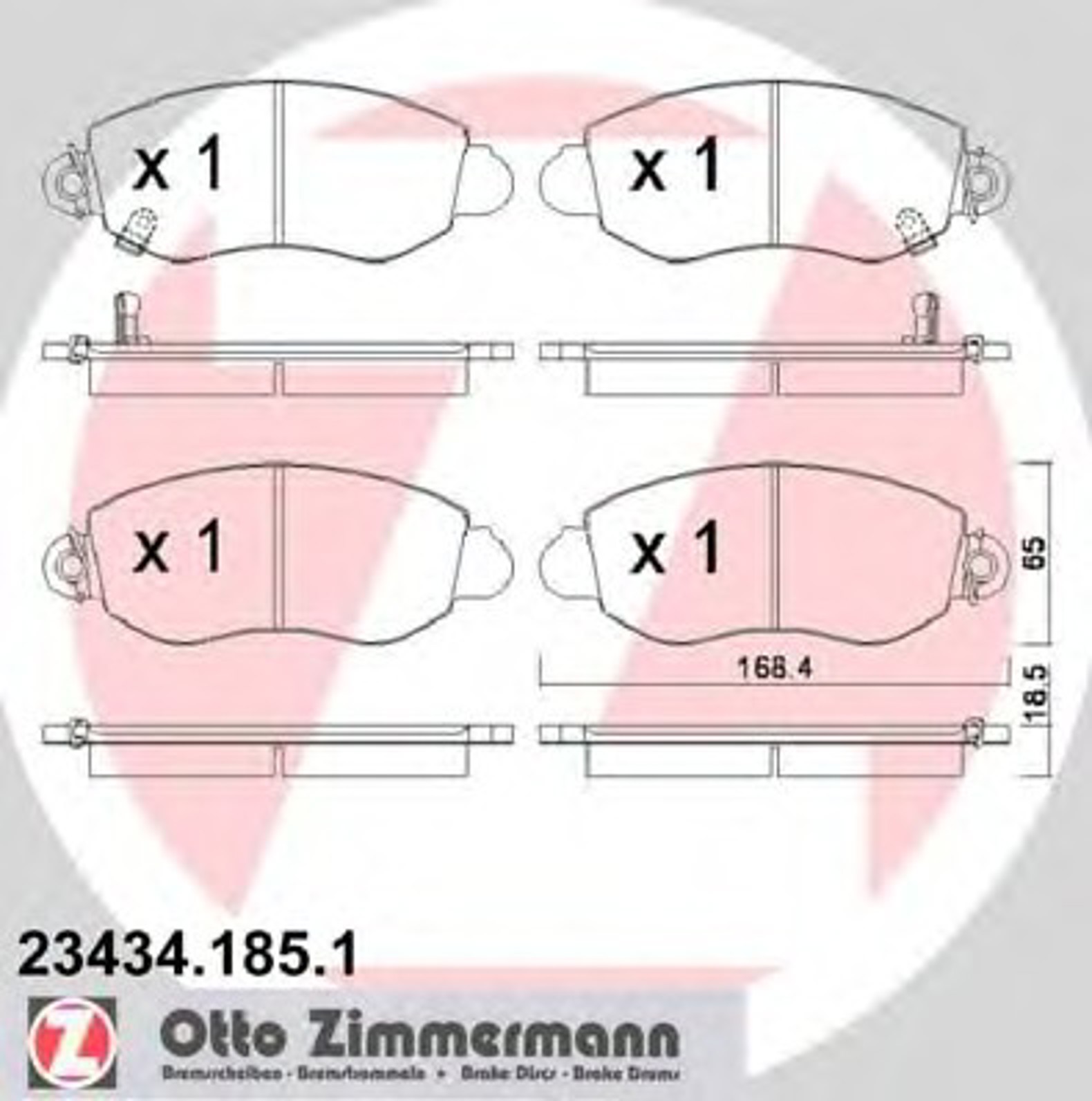 Колодки торм ford transit 20di/23 16v/24tdci/24tde -04.2006 пер. с датчиком износа 00/04- ZIMMERMANN 23434.185.1