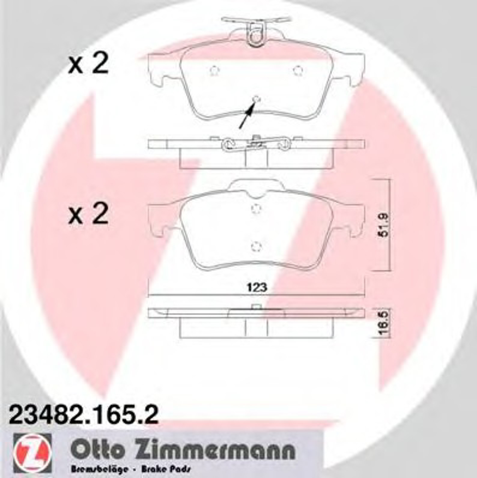 Колодки тормозные дисковые ZIMMERMANN 23482.165.2