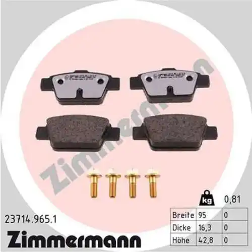 Тормозные колодки дисковые ZIMMERMANN 23714.965.1