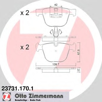 Комплект тормозных колодок дискового тормоза ZIMMERMANN 23731.170.1