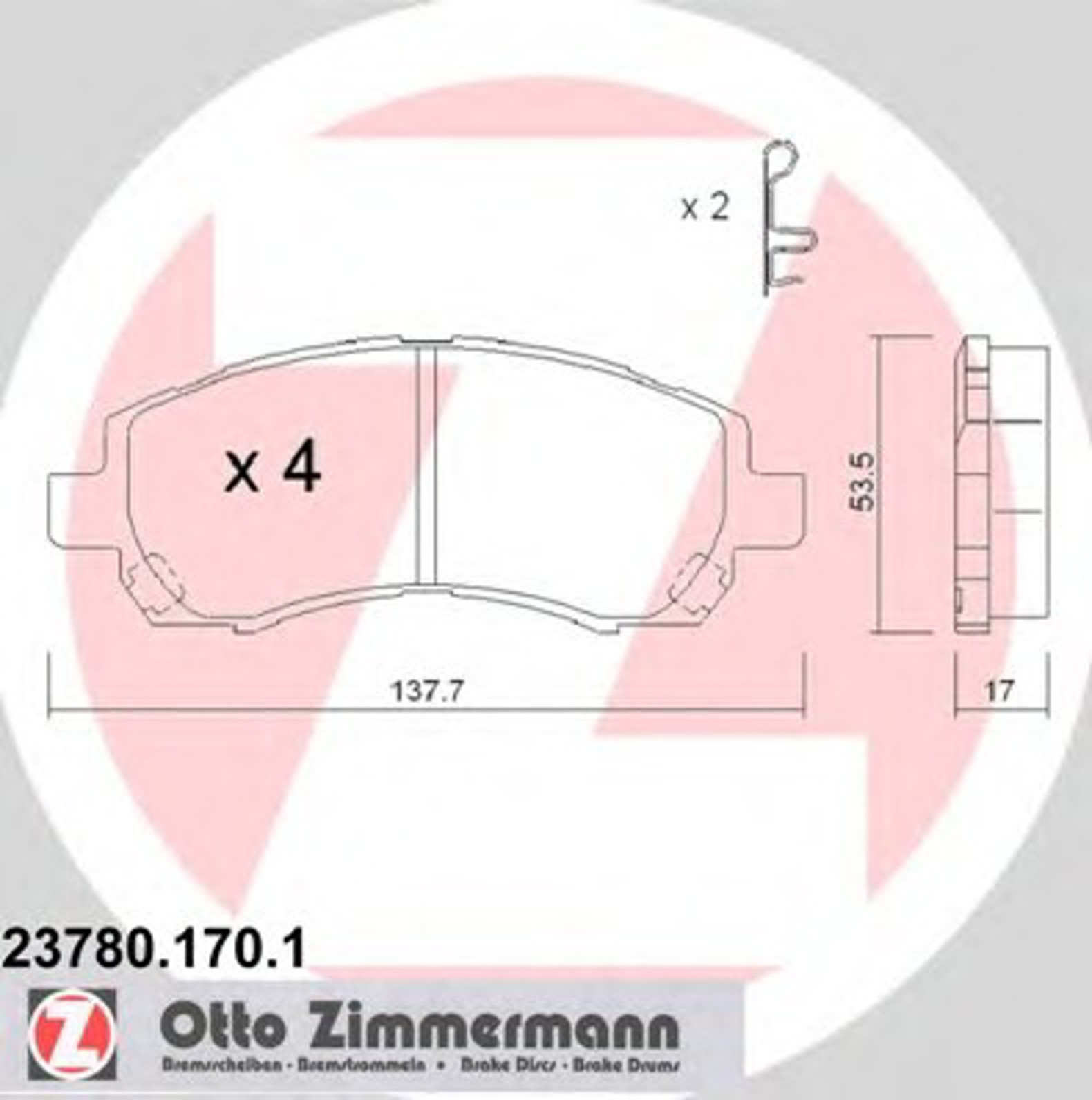 Колодки торм sbb subaru legacy 2.0/2.2 94-99/impreza 1.6/2.0 96-97 ZIMMERMANN 23780.170.1