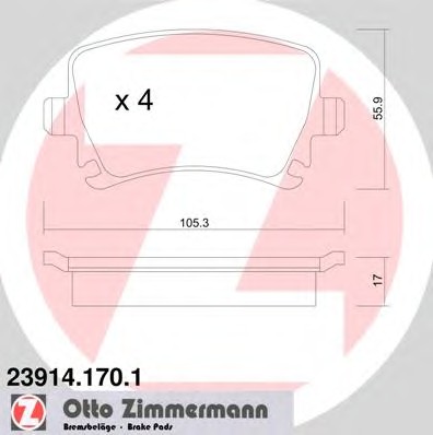 Комплект тормозных колодок дискового тормоза ZIMMERMANN 23914.170.1