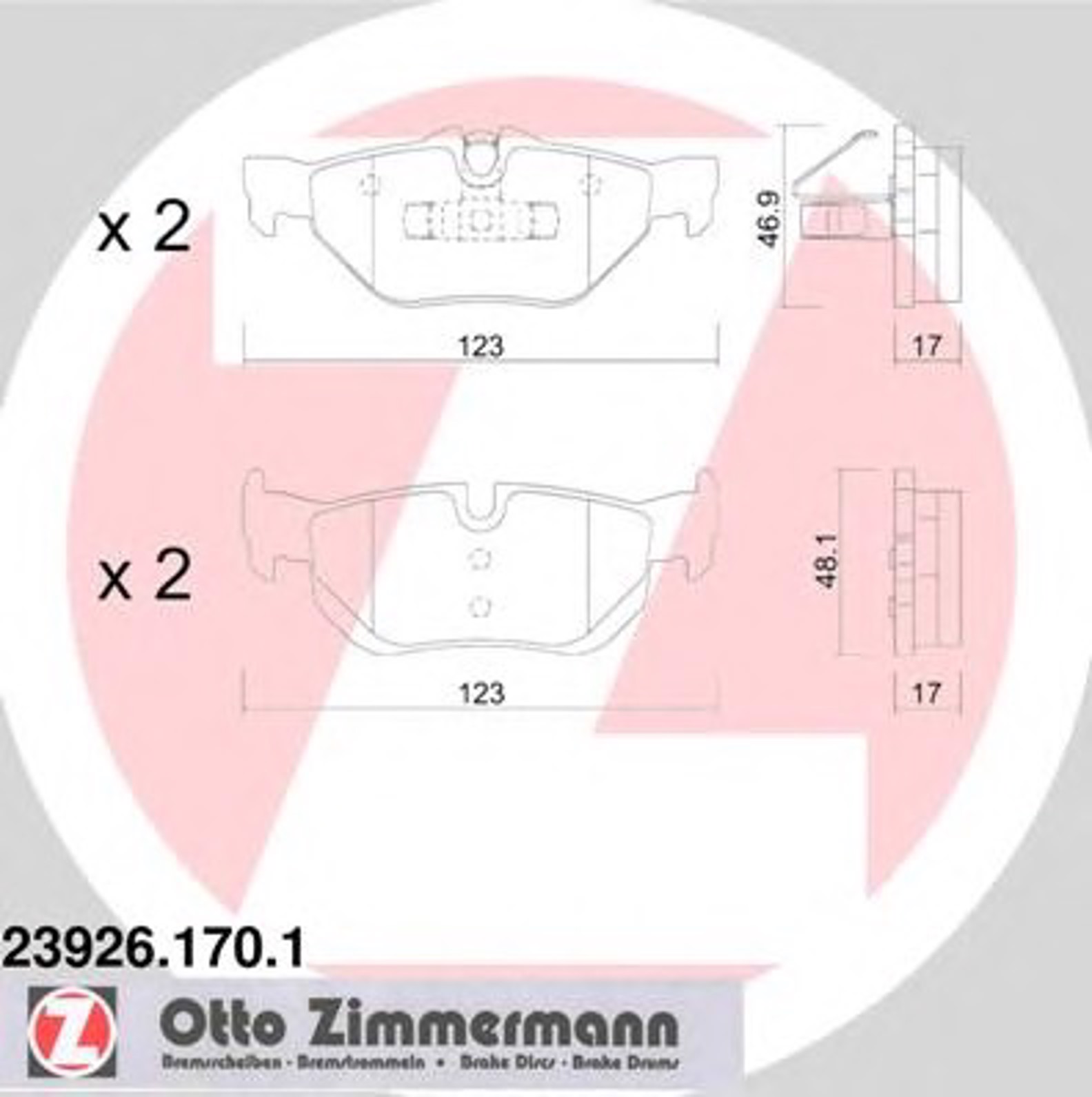 Тормозные колодки ZIMMERMANN 23926.170.1