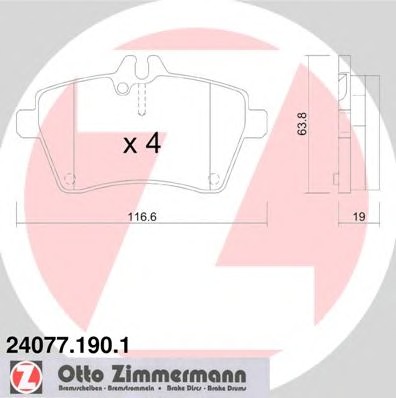 Колодки тормозные дисковые ZIMMERMANN 24077.190.1