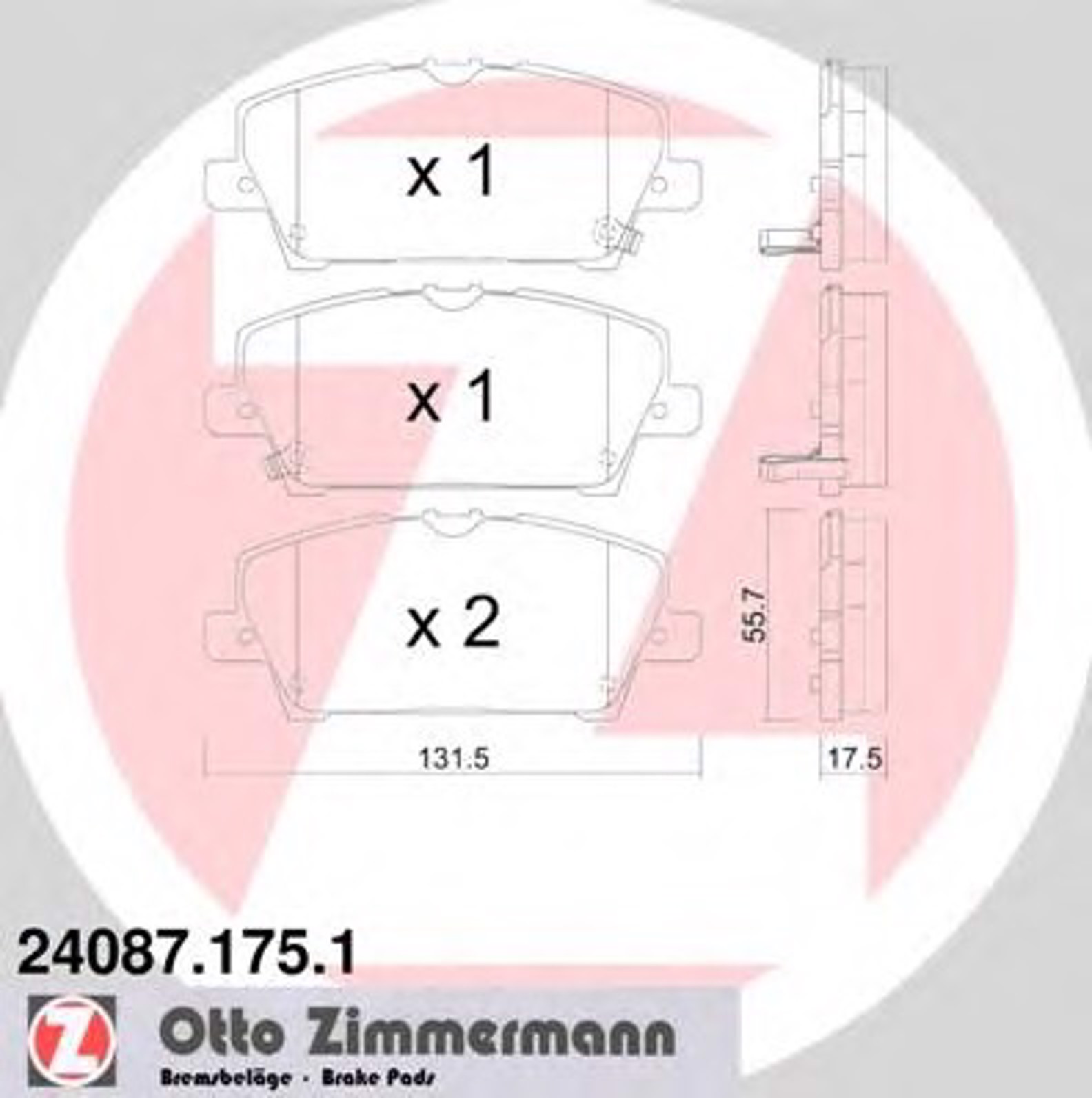 Тормозные колодки ZIMMERMANN 24087.175.1