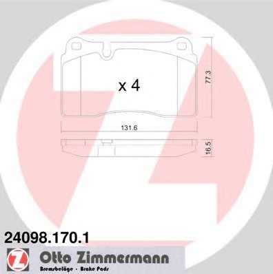 Комплект монтажный тормозных колодок ZIMMERMANN 24098.170.1